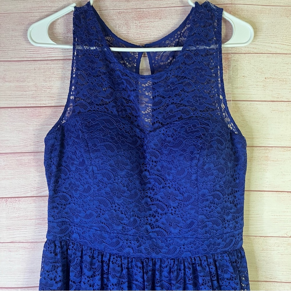 Jessica Simpson Royal Blue Lace Overlay Dress Size 12 - Picture 4 of 13